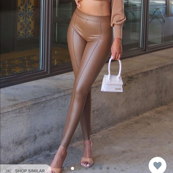 Fashion Nova Teyana Leather Like Leggings - size M - chocolate Color - Picture 6 of 7